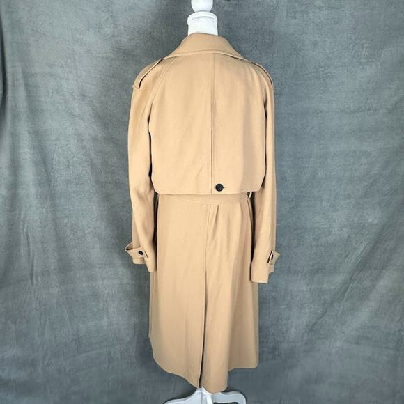 Theory Trench Coat Women Large Tan Overcoat Quiet Luxury Career Preppy Neutral - Picture 9 of 16